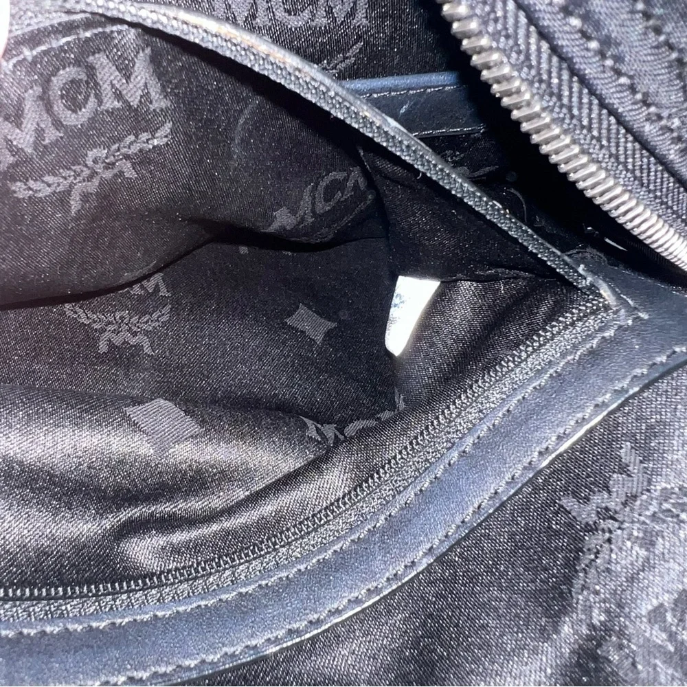MCM Stark Backpack Black Nylon Logo Print Medium Unisex Designer Travel Bag